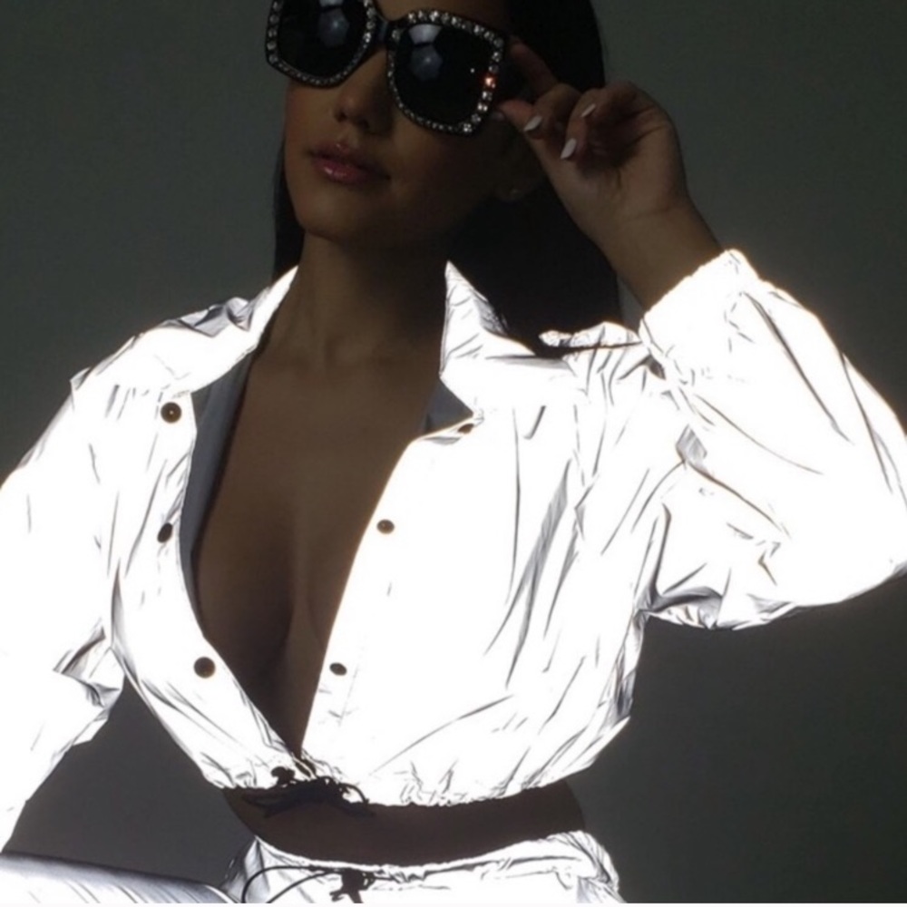 👽 reflective cropped jacket 👽